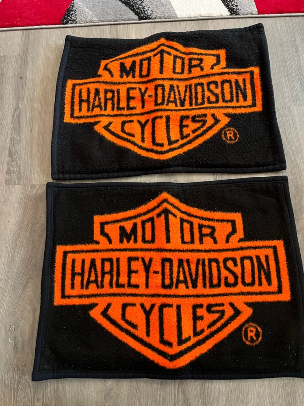 Harley-Davidson Black and Orange Bar & Shield fleece pillow covers